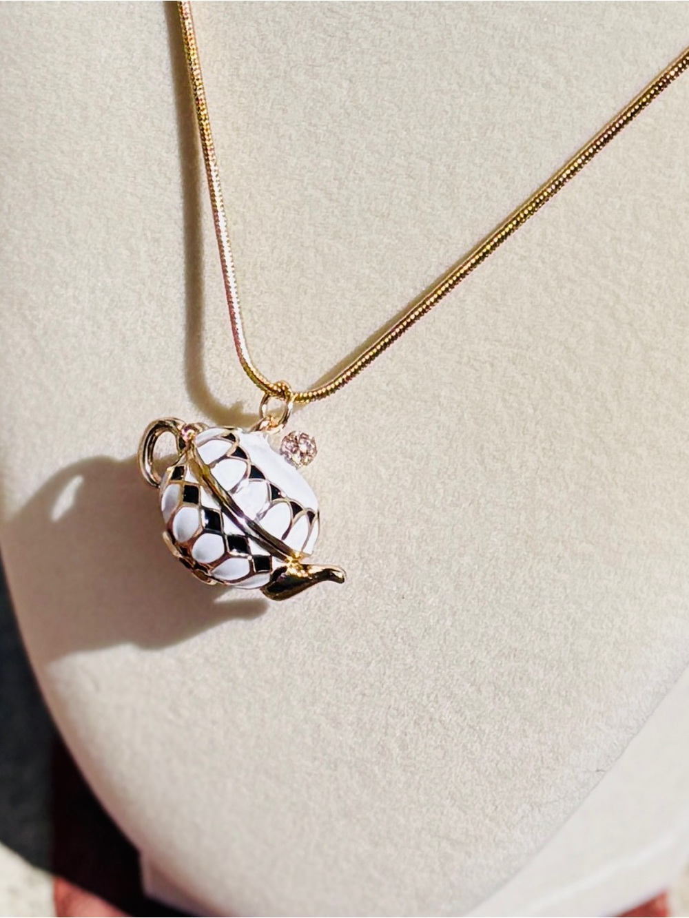 Teapot Locket Necklace | 36” Chain | Kate Spade Inspired | Alice in Wonderland - Picture 12 of 13